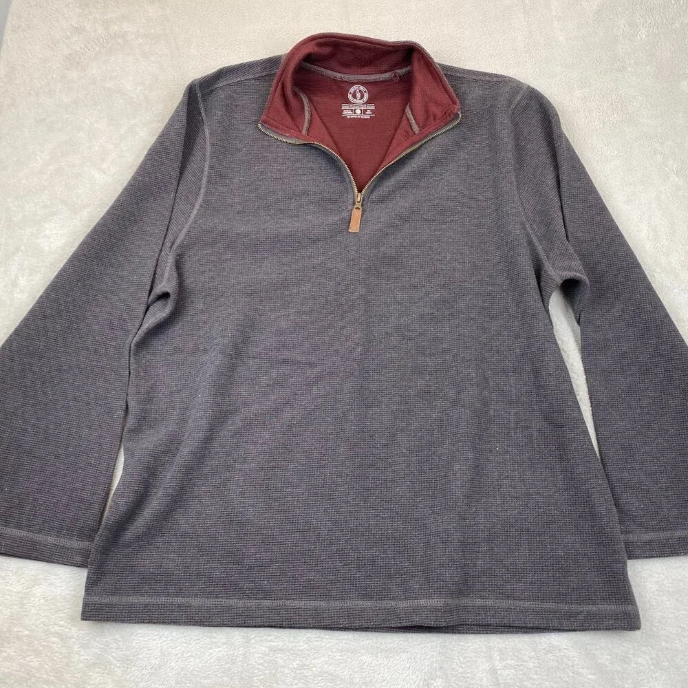 One Day Away Mens Quarter Zip Thermal Shirt Jacket XXL Gray Pullover Waffle Knit